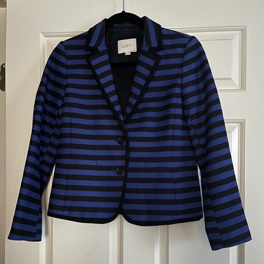 LOFT 2P black and blue stripped blazer| Petite XS | Business Casual Jacket